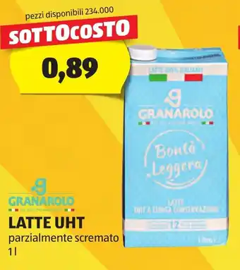 ALDI GRANAROLO LATTE UHT parzialmente scremato 1 l offerta