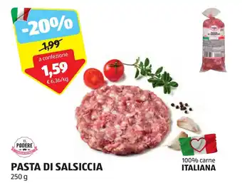 ALDI IL PODERE PASTA DI SALSICCIA 250 g offerta