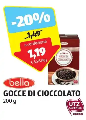 ALDI bella GOCCE DI CIOCCOLATO 200 g offerta