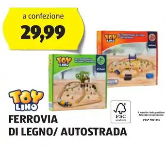 ALDI TOY LINO FERROVIA DI LEGNO/ AUTOSTRADA offerta