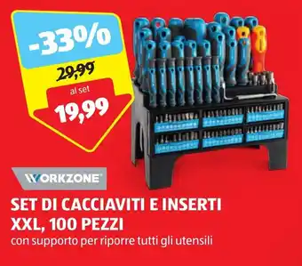 ALDI WORKZONE SET DI CACCIAVITI E INSERTI XXL, 100 PEZZI offerta