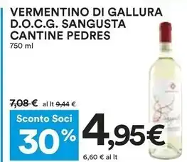 Coop Cantine pedres - vermentino di gallura d.o.c.g offerta