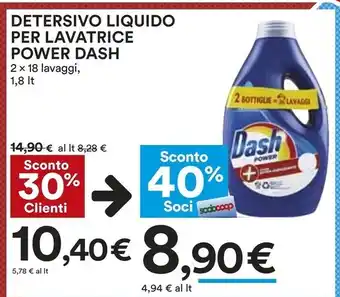 Coop Dash detersivo liquido per lavatrice power offerta