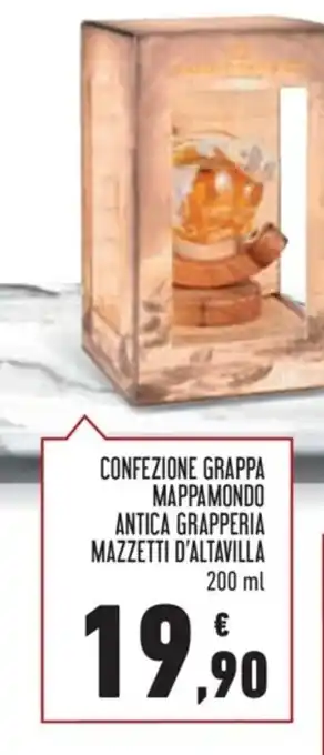 Conad CONFEZIONE GRAPPA MAPPAMONDO ANTICA GRAPPERIA MAZZETTI D'ALTAVILLA 200 ml offerta