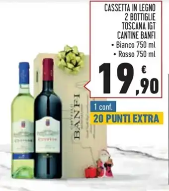 Conad CASSETTA IN LEGNO 2 BOTTIGLIE TOSCANA IGT CANTINE BANFI 750 ml offerta