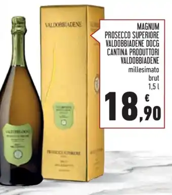 Conad MAGNUM PROSECCO SUPERIORE VALDOBBIADENE DOCG CANTINA PRODUTTORI VALDOBBIADENE millesimato brut 1,5 l offerta