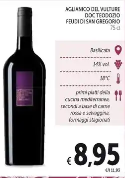 Spazio Conad Feudi di san gregorio aglianico del vulture doc teodozio offerta