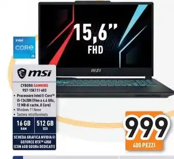 Unieuro Msi - cyborg gamning 9s7-15k111-603 offerta