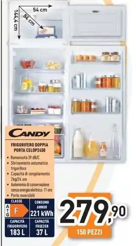 Unieuro Candy - celdp2450 frigorifero con congelatore da incasso 220 l f bianco offerta