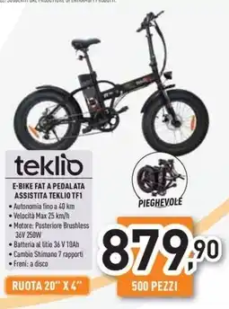 Unieuro Teklio - e-bike fat a pedalata assistita tf1 offerta