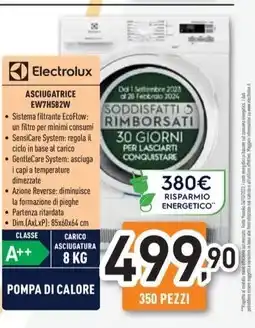 Unieuro Electrolux - ew7h582w asciugatrice libera installazione caricamento frontale 8 kg a++ bianco offerta