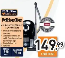 Unieuro Miele - compact c1 powerline - scaf3 nero offerta