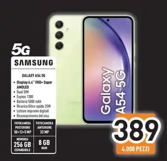 Unieuro Samsung - galaxy a54 5g 16,3 cm (6.4) dual sim ibrida usb tipo-c 8 gb 256 gb 5000 mah viola offerta