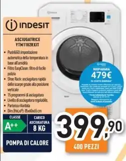 Unieuro Indesit - yt m11 82 rx it asciugatrice libera installazione caricamento frontale 8 kg a++ bianco offerta