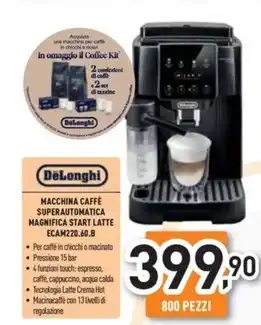 Unieuro Delonghi - macchina caffè superautomatica magnifica start latte ecam220.60.b offerta