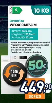 Unieuro Hisense - lavatrice wfqa1014evjm offerta