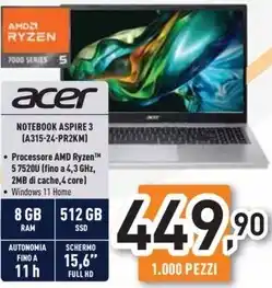 Unieuro Acer - notebook aspire 3 (a315-24-pr2km) offerta