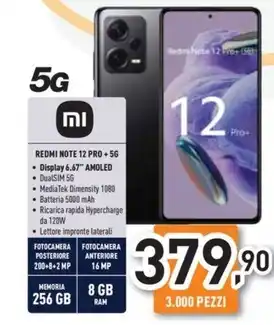 Unieuro Xiaomi - redmi note 12 pro+5g 8+256gb offerta