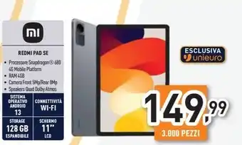 Unieuro Xiaomi - redmi pad se 128gb offerta