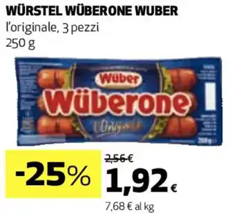 Coop WÜRSTEL WÜBERONE WUBER l'originale, 3 pezzi 250 g offerta