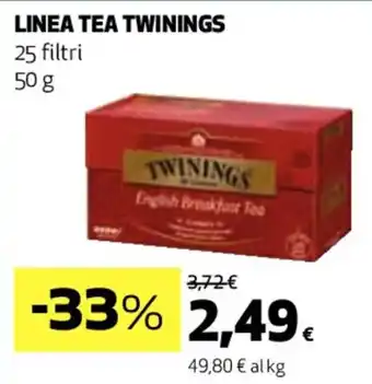 Coop LINEA TEA TWININGS 25 filtri 50 g offerta