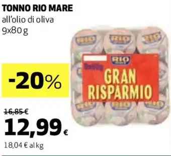 Coop TONNO RIO MARE all'olio di oliva 9x80 g offerta