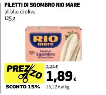 Coop FILETTI DI SGOMBRO RIO MARE all'olio di oliva 125 g offerta