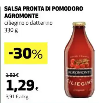 Coop SALSA PRONTA DI POMODORO AGROMONTE ciliegino o datterino 330 g offerta