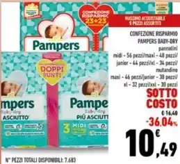 Conad Pampers baby dry offerta