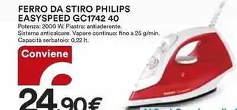 Ipercoop Philips ferro da stiro easyspeed gc1742 40 offerta