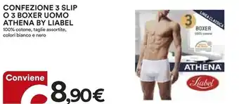 Ipercoop Liabel confezione 3 slip o 3 boxer uomo athena offerta