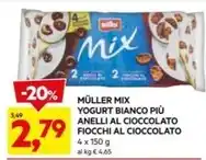 DPiù Muller - mix yogurt bianco più anelli al cioccolato fiocchi al cioccolato offerta