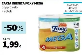 Coop CARTA IGIENICA FOXY MEGA doppio velo 4 rotoli offerta