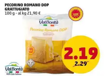 PENNY ValBontà PECORINO ROMANO DOP GRATTUGIATO 100 g offerta