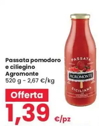 Eurospar Passata pomodoro PASSATA e ciliegino Agromonte 520 g offerta