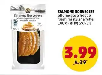 PENNY SALMONE NORVEGESE affumicato a freddo "sashimi style" a fette 100 g offerta