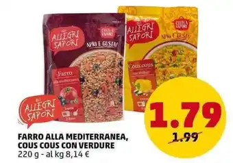 PENNY FARRO ALLA MEDITERRANEA, COUS COUS CON VERDURE 220 g offerta