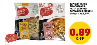 PENNY ZUPPA DI FARRO ALLA TOSCANA, PASTA E FAGIOLI, ZUPPA ORZO E LEGUMI 100 g offerta