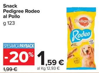 Carrefour Market Pedigree Rodeo al Pollo Snack 123g offerta