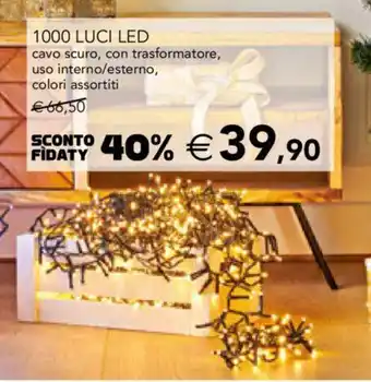 Esselunga 1000 LUCI LED cavo scuro, con trasformatore, uso interno/esterno, colori assortiti offerta