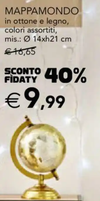 Esselunga MAPPAMONDO in ottone e legno, colori assortiti, mis.: Ø 14xh21 cm offerta