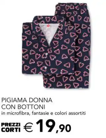 Esselunga PIGIAMA DONNA CON BOTTONI in microfibra, fantasie e colori assortiti offerta