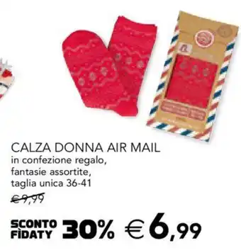 Esselunga CALZA DONNA AIR MAIL in confezione regalo, fantasie assortite, taglia unica 36-41 offerta