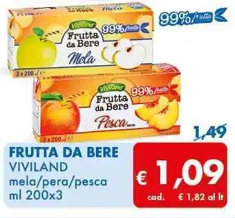 MD Discount FRUTTA DA BERE VIVILAND mela/pera/pesca ml 200x3 offerta