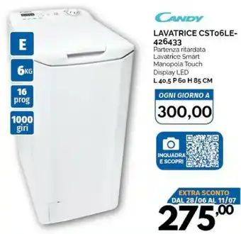 Orizzonte Candy Smart CST 06LE/1-11 Lavatrice Libera Installazione Caricamento Dall'alto 6 Kg 1000 Giri/min E Bianco offerta