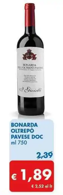 MD Discount BONARDA OLTREPÒ PAVESE DOC ml 750 offerta