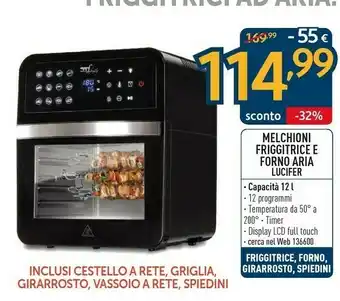 Sinergy Melchioni Friggitrice E Forno Aria Lucifer offerta