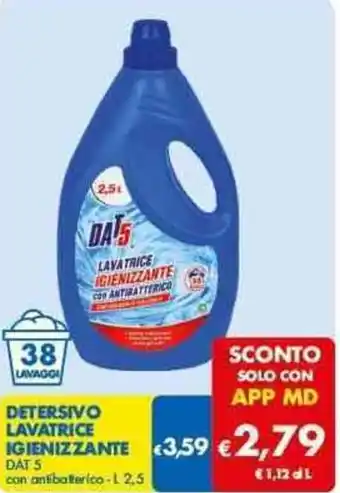 MD Discount DETERSIVO LAVATRICE IGIENIZZANTE DAT 5 con antibatterico - L 2,5 offerta