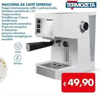 MD Discount TERMOZETA MACCHINA DA CAFFÉ ESPRESSO offerta