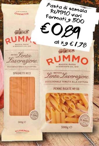 èccoMI Pasta di semola RUMMO vari formati g 500 offerta